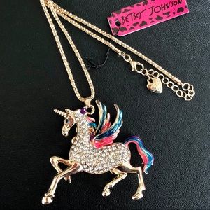 Betsey Johnson Rhinestone Unicorn Necklace